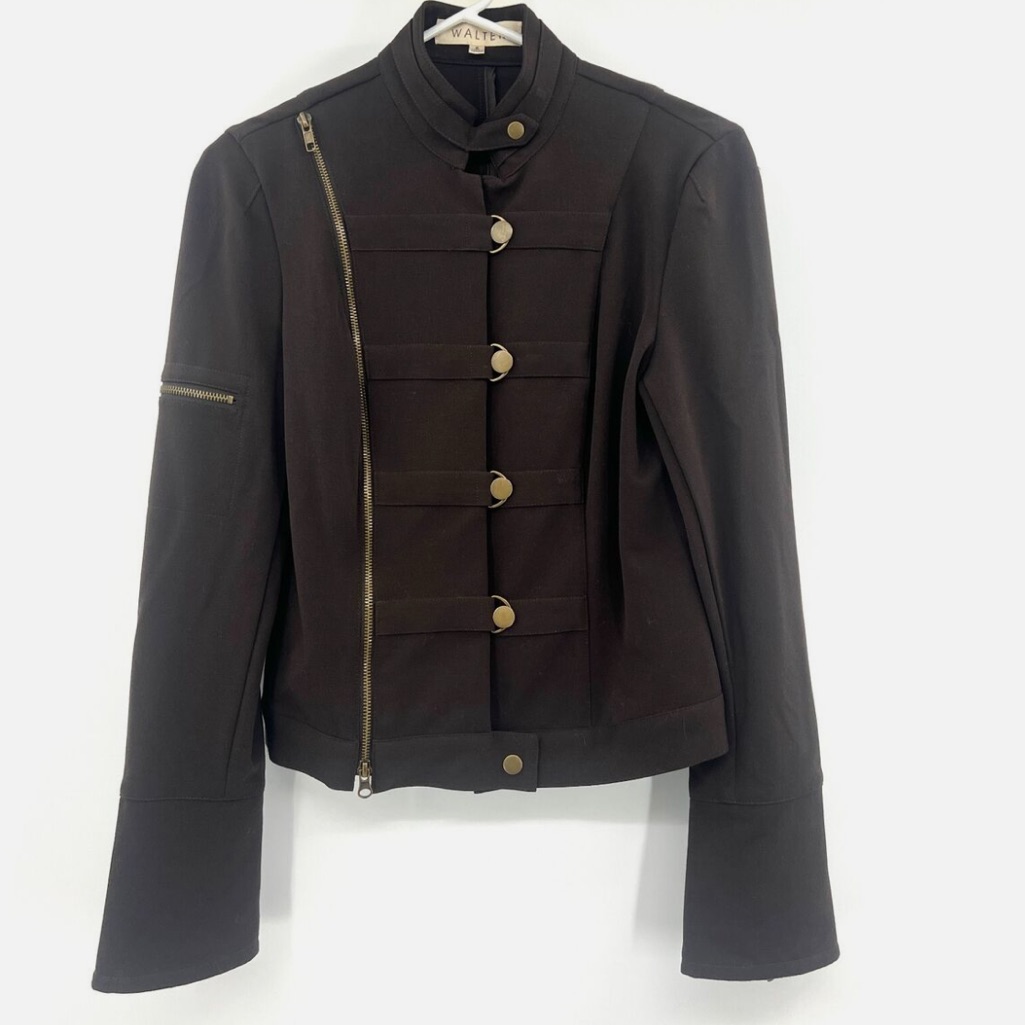 Walter Brown Military Style Hook Front Jacket Size 8